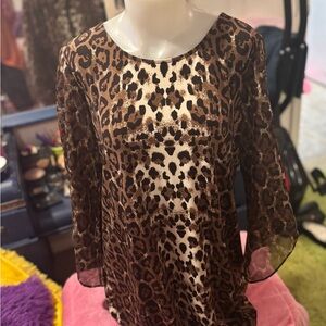Vintage Leopard Print Sheer Women's Tunic